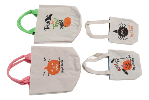 Bolsa De Lona Trick Or Treat, 4 Unidades, Caramelos Y Aperitivos Individuales