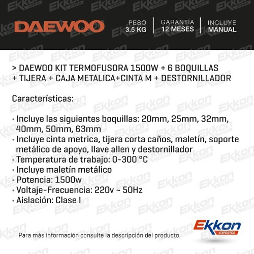 Imagen 2 de 9 de Termofusora Daewoo 1500w 6 Boquillas P Acqua System Maletin