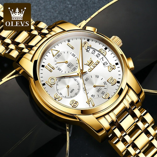 Olevs 2879 Reloj De Cuarzo Cronógrafo De Lujo Para Hombre Color Del Fondo Blanco