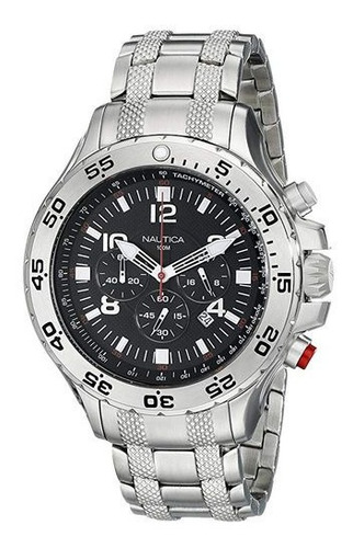 Relógio Nt065 Nautica Preto Chronograph N19509g Puls. Aço