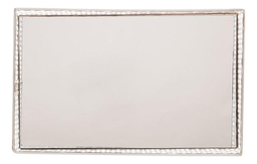 Bandeja Metal Com Espelho Barcelona Prateada 21 X 13 X 5cm