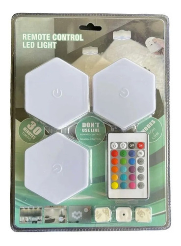 Set De 3 Luces Hexagonales Led Con Control / Hb Led