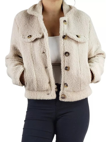 Chaqueta Mujer Corderito Peludo Calidad Premium. Botones