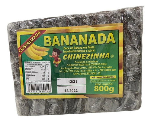 Doce de doce de banana (bananada) banana Bananada sem TACC em pacote 800 g