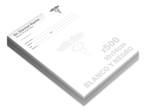 Recetarios Medicos 10x14 Printshop Byn X 500 Unidades