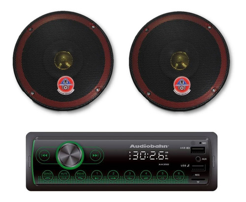 Autoestereo Audiobahn Bluetooth Usb Aux Fm Y 2 Bocinas 6.5