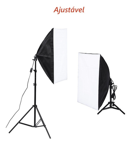 Kit Softbox 50x70 Luz Contínua E27 C/ Tripé 2m Estúdio Foto