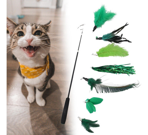 Xr Set De Plumas De Gato Varilla Telescópica Jugar Faux