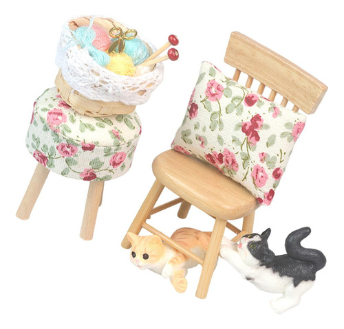 Juego De Silla En Miniatura Para Casa De Muñecas Estilo A