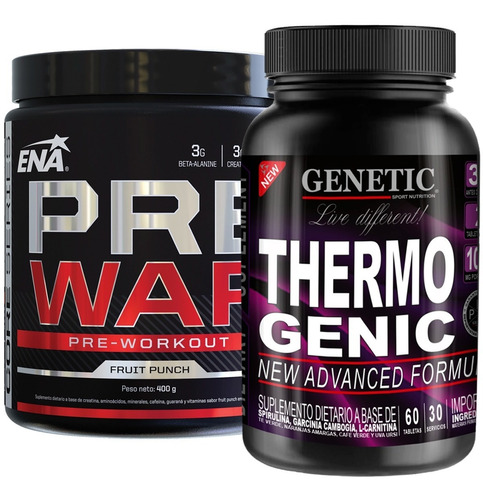 Pre War Entreno Thermogenic Genetic Quemador Fuerza Energia