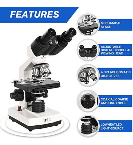 Hsl Microscopio Binocular Compuesto 40x-2500x Para
