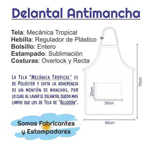 Delantal De Cocina Personalizados Con Hebilla Y Bolsillo G Blanco Chacarita
