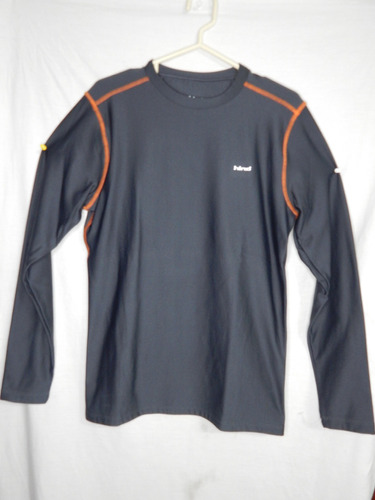 * Polo Manga Larga Hombre Talla M Negro Con Naranja