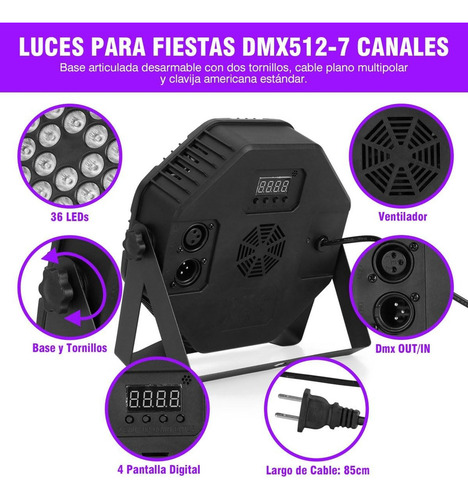 . Canhão De Leds Rgb Audiorrítmico Dmx Controle Remoto