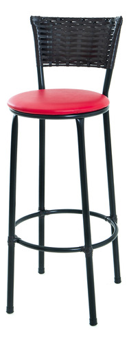 Banqueta Alta De Junco Com 70cm Ate Assento Para Balcao Acabamento Da Estrutura Tabaco Cor Vermelho
