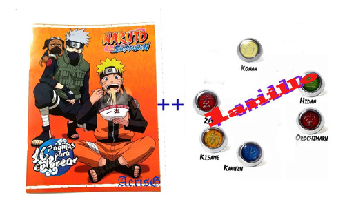 Arg Naruto Libro Colorear + Regalo Anillo Akatsuki Anime Kak