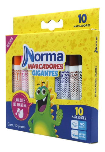 Marcadores Plumones Lavables Gigantes X 10 544610 Norma