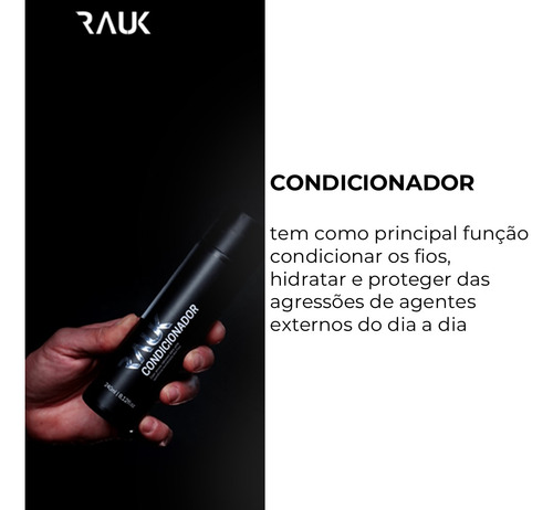 Kit Shampoo Masculino E Condicionador 3x1 Masculino Rauk