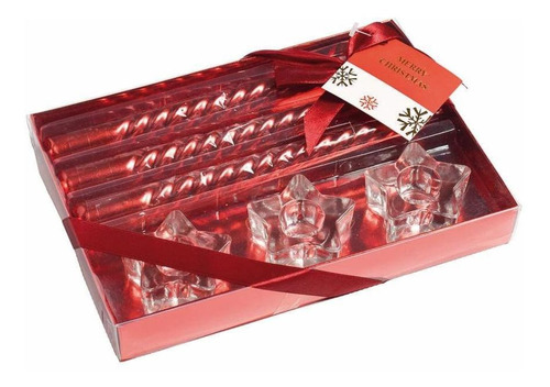 Kit C/3 Velas Com Porta Velas Vermelha 20x2x2 1697372