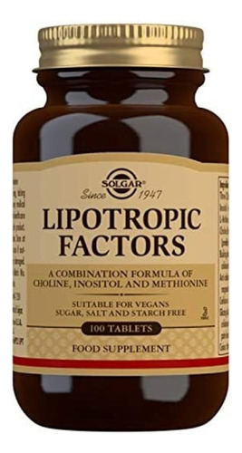Factores Lipotrópicos Solgar 100 Tabletas