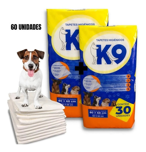 Tapete Higiênico K9 Pet Para Cães Gatos 60 Un 80x60 Cm