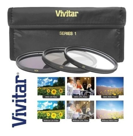 Kit 3 Filtros 58mm Uv + Polarizador + Fld Estuche Multicapa