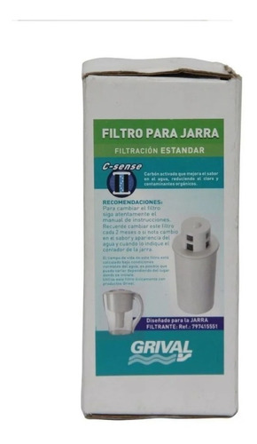 Cartucho Filtro 1 Etapa Tipo Jarra Grival Carbón Activado