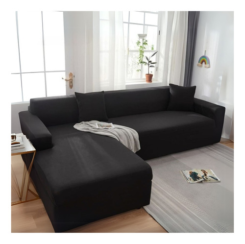 Funda Elástica Cubre Sofa Liso Tipo L 3+3 Cuerpos Ajustable