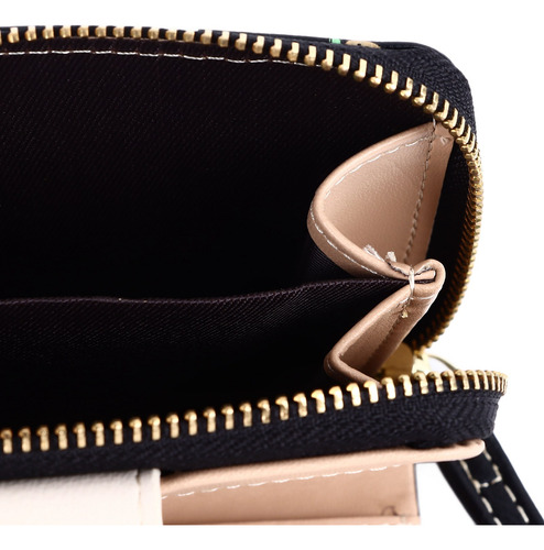 Cartera Corta Con Cremallera A La Moda Para Mujer