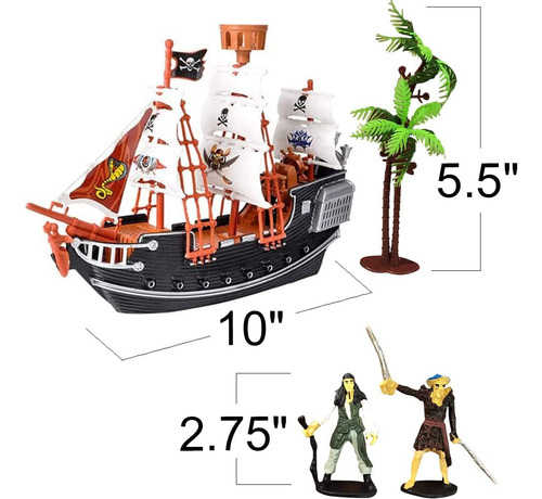 Barco Pirata Artcreativity De 10 Pulgadas, Barco Pirata Deta