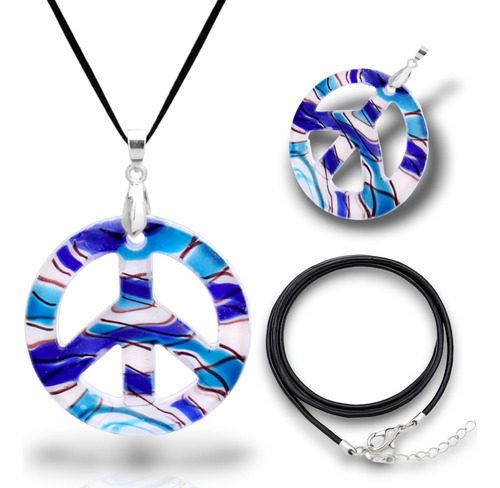 Besheek Murano Inspirado En Cristal Azul Paz Collar Colgante