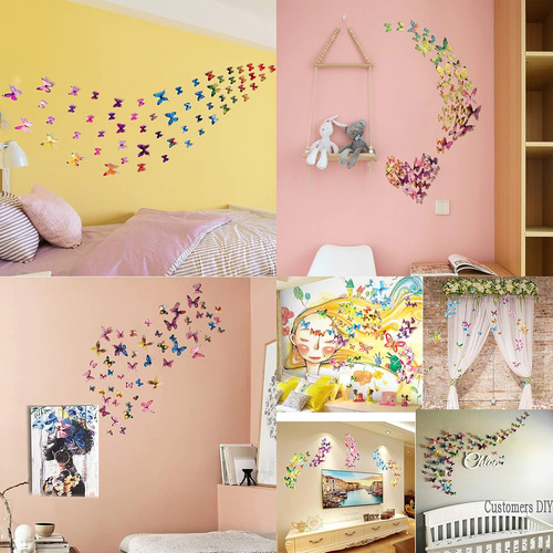 Calcomanías De Pared De Mariposas 60 Pegatinas 3d Para Dec