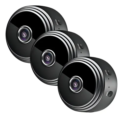 comprar Kit 3 Mini Câmera Espiã Sem Fio Wi-fi Hd Gravação Voz, Vídeo Cor Preto