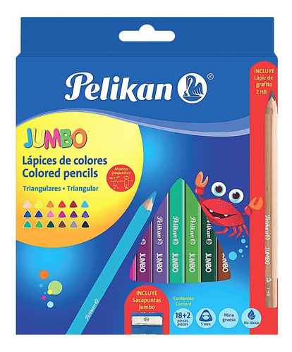 Caja 18 Lápices Colores Escolares Pelikan+sacapuntas