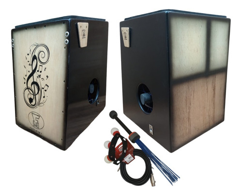 Cajon Com Bongô (2 Em 1) Elétrico Personalizado F.m.+brindes