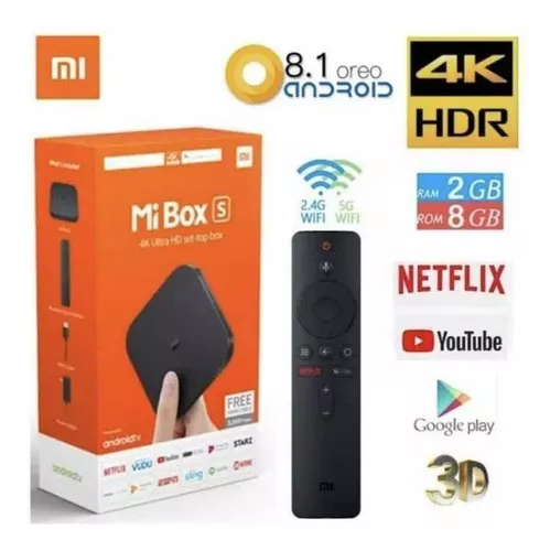 Adaptador Smart TV Xiaomi MI TV BOX S 4K Ultra HD 8 GB 2 GB RAM Negro 