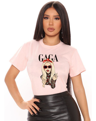 Polera Dama Estampada 100%algodon Diseño Lady Gaga 381