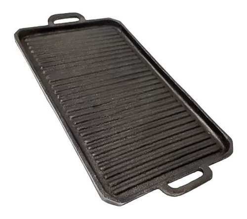 Plancha  Hierro Fundido Rayada Con Asas 25 X 45cm  