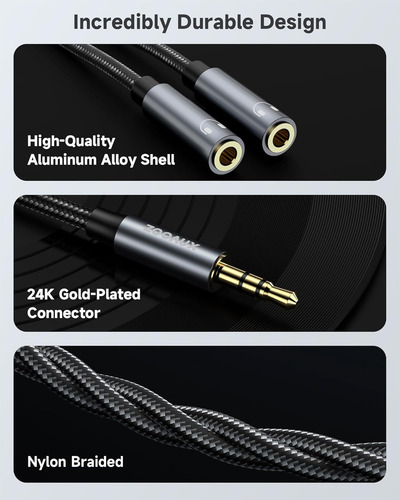 Splitter De Audio Aux 3,5 Mm De 1 Macho A 2 Hembras De 31...