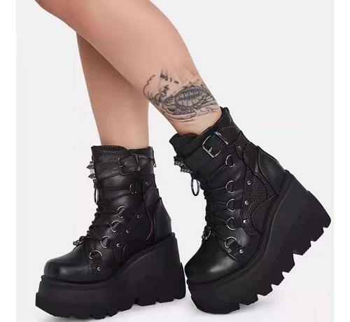 Botas De Medio Tubo Punk Con Plataforma Knight Para Mujer