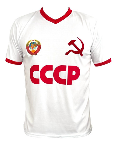  Camiseta Urss Cccp Blanca Escote En V Retro