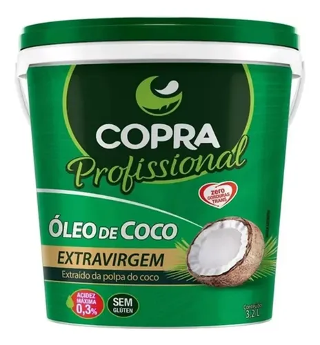 comprar Balde Óleo Coco Extra Virgem Copra Vidro Sem Glúten 3,2l