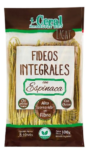 Fideos Integrales Con Espinaca Ceral 300 G.