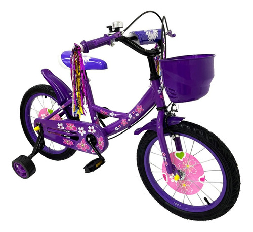 Bicicleta De Niños Fantasy Violeta Rodado 16 - Deportiva Y D