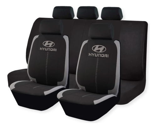 Cubreasiento Funda Tela Negro Gris Hyundai Bordado Regalo