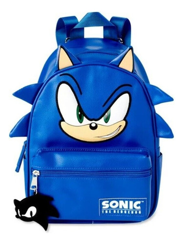 Mochila Mini De Sonic The Hedgehog, Bolso Para Libros Color Azul Diseño De La Tela Rayado