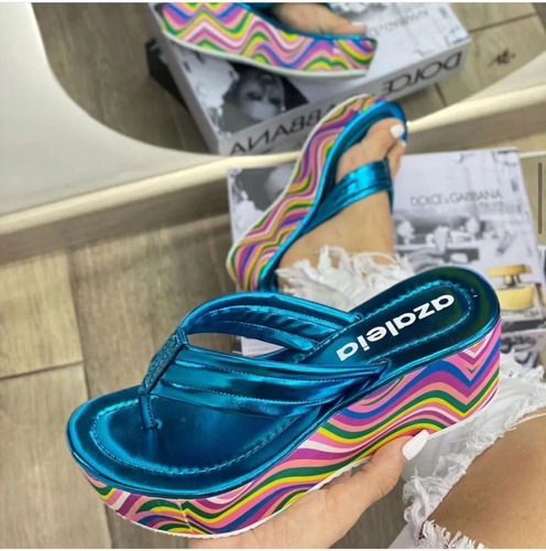 Zapatos De Talla Grande Coloridas Con Plataforma, Chanclas C