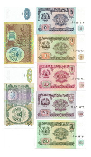 Tajikista - Fn. 302 - Conjunto De 7 Billetes  - 1994 -  Unc