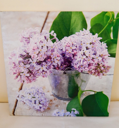 Cuadro Decorativo Entelado Vinilico Balde De Lilas (40x40)