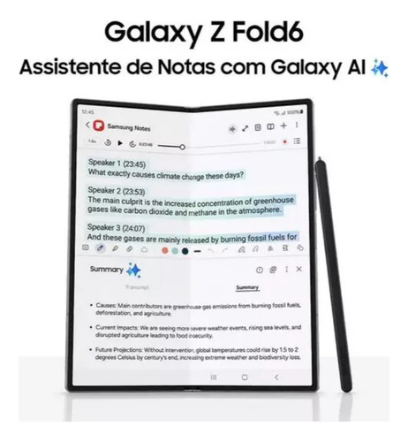 Samsung Galaxy Z Fold6 5g Câm.50mp 7.6'' Cinza - Excelente (Recondicionado)